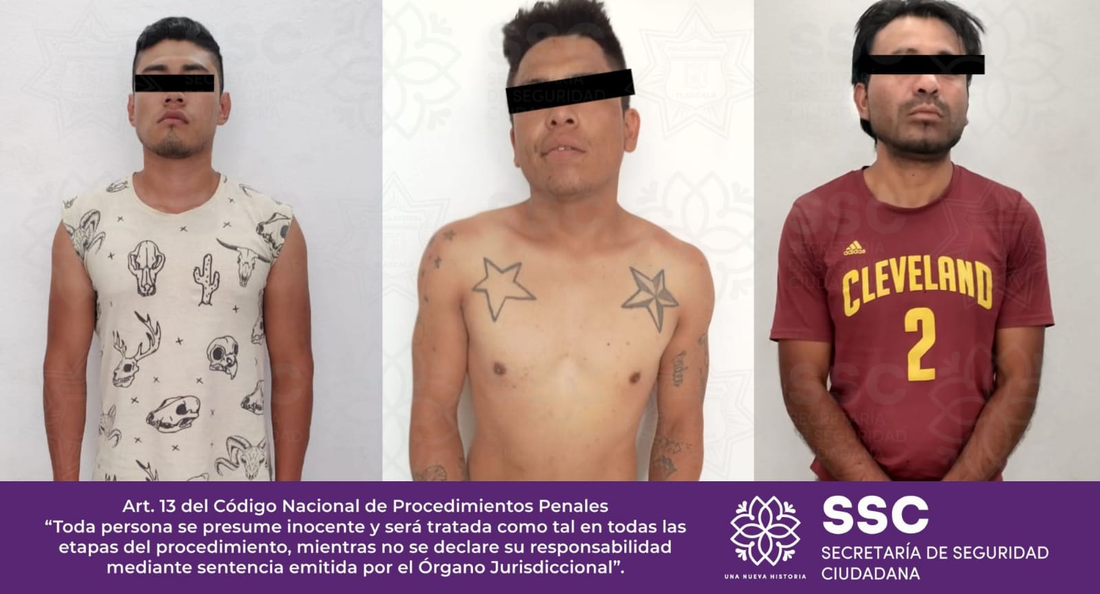 Asegura Policía Estatal a un hombre por violencia de género y a dos por allanamiento de morada, en Tlaxcala